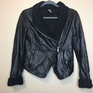 Free People Vegan leather black jacket